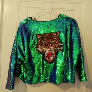 Green Sequin Tiger Jacket